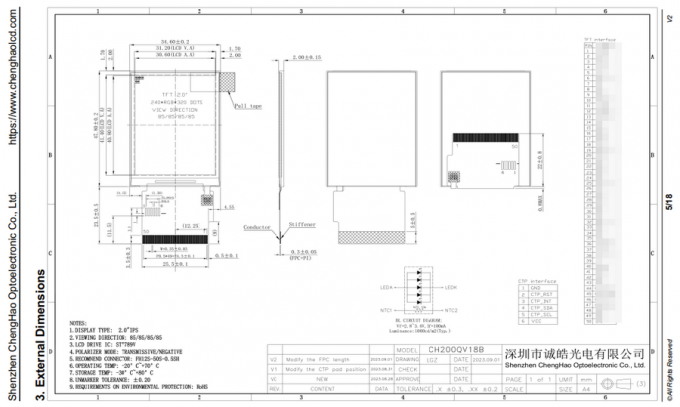 Lcd Time Display 50000h Long Life Time Display Lcd Ips 2 Inch 240*320 Pixels For Industrial