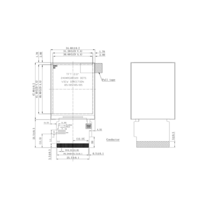 2 Inch Wide Angle Ips Lcd Panel With 1000 Nits High Brightness Backlight