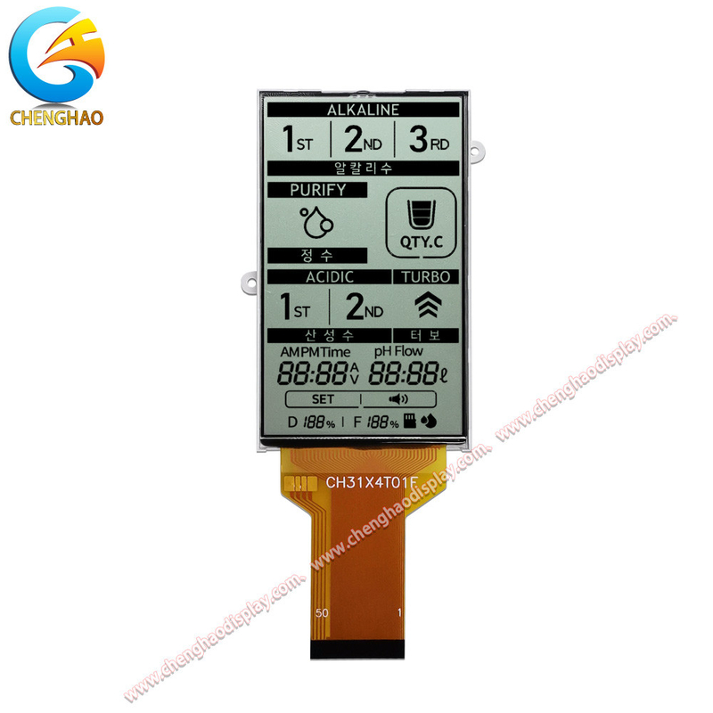 12 O' Clock Vieiwng Angle Monochrome LCD Panel With FPC Connector 150 Cd/M2 Brightness